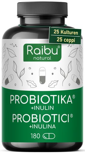 Probiotika Kulturen Komplex Kapseln, Mit 25 Bakterienstämme + Inulin, 180 St – RAIBU