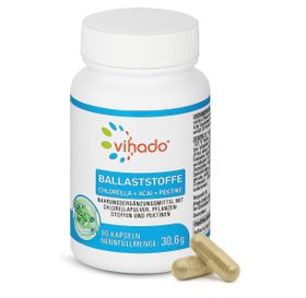 Vihado Ballaststoffe – pflanzliche Kapseln mit Bambusfasern, Extrakten aus Löwenzahn, Acai Beeren