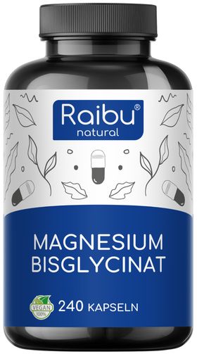Magnesium Bisglycinat (Magnesium Glycinat) 450 mg pro Tag – hoch bioverfügbar & chelatiert RAIBU