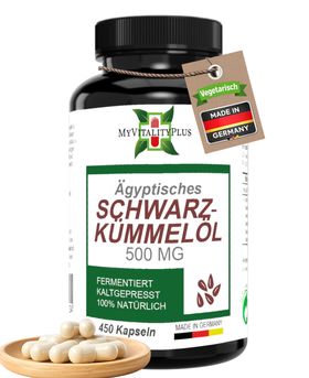 Ägyptisches Schwarzkümmelöl | Softgel-Kapseln | 450 Kapseln | 3000mg Tagesdosis | MyVitalityPlus