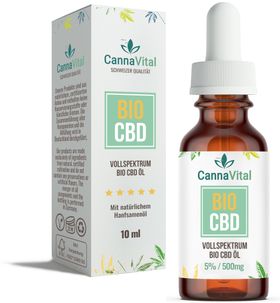 CannaVital® Bio CBD Öl Tropfen 5% 10 ml Cannabidiol Vollspektrum Laborqualität
