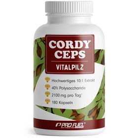 Profuel - Cordyceps Kapseln 180x - 2100 mg Vitalpilz-Extrakt aus Cordyceps sinensis 180 Kapseln