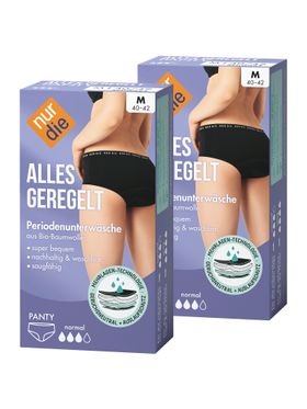 NUR DIE Doppelpack Periodenunterwäsche Alles Geregelt Panty normal - schwarz - Größe 36-38