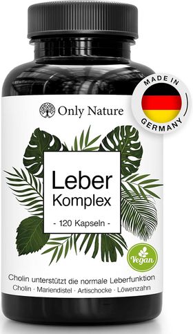Only Nature® Leber Komplex - mit Mariendistel, Cholin u. Artischocken - Leberkur zum Leber entgiften