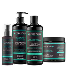 Kerargan - Feuchtigkeitsspendendes Set Shampoo, Spülung, Maske & Serum mit Kokosöl