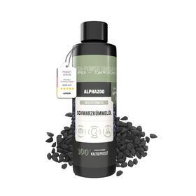 ALPHAZOO Premium Schwarzkümmelöl 250ml I Hunde Pferde I Sanfte Wirkung für Haut, Fell & Abwehr