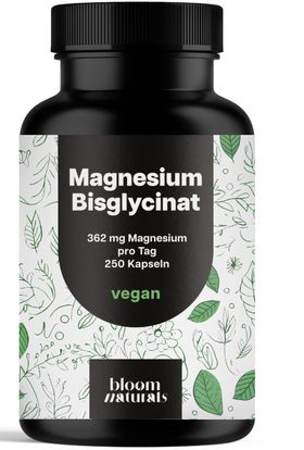 Bloom Naturals Magnesium Bisglycinat Kapseln Hochdosiert - 250 Kapseln - 83 Tage Vorrat