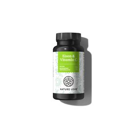 NATURE LOVE® Eisen mit 43mg natürlichem Vitamin C – 20mg Eisenbisglycinat – 120 Kapseln