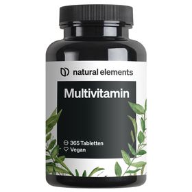 natural elements Multivitamin – 365 Tabletten Jahresvorrat – Vitamine A-Z, mit Vitamin K1 und K2