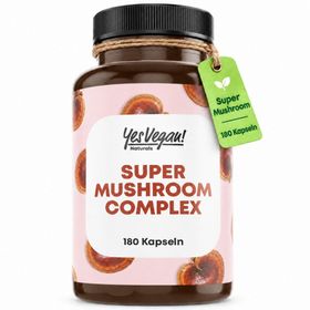 Super Mushroom Vitalpilz Complex (180 Kapseln) mit B2 B5 B6 + Lions Mane, Reishi, Cordyseps uvm