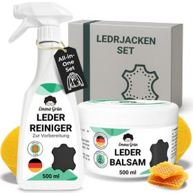 Emma Grün® Lederjacke pflegen Set mit Reiniger & Balsam