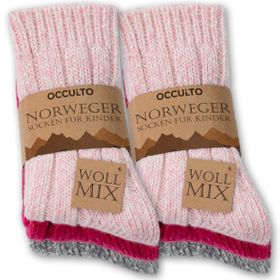 Occulto Kinder Wollsocken 6er Pack (Modell: Niki) Pink Mix 23-26