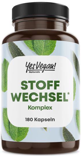 Yes Vegan® Stoffwechsel Kapseln (180 Kapseln) mit Cholin, Zink, L-Carnitin, Chrom, Koffein