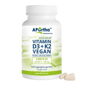 APOrtha® Veganes Vitamin D3 2.000 IE + Vitamin K2 MK-7 Cyclo® 200 µg - Kapseln