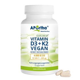 APOrtha® Veganes Vitamin D3 4.000 IE + Vitamin K2 MK-7 Cyclo® 200 µg - Kapseln