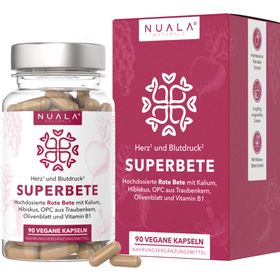 Nuala Naturals® SUPERBETE Herz¹ & Blutdruck² Komplex mit Roter Bete, Hibiskus, OPC & Olivenblatt