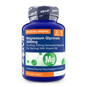 Zipvit Magnesium Glycinat High Strength 2000mg - mit Vitamin B6 - Vegan