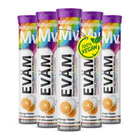 EVÄM Multivitamin Brausetabletten = 10 Vitamine | Energie & Immunsystem | Vegan - 5er Pack