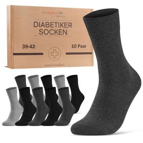 Diabetiker Socken mit Komfortbund ohne Gummi & ohne Naht für Damen und Herren 10 Paar