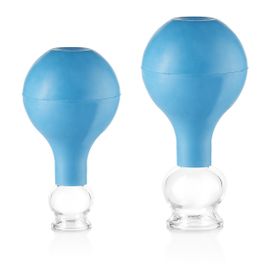 Schröpfgläser Set Duo klein aus Echtglas Blau