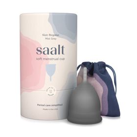 Saalt Weiche Menstruationstasse - Komfortabel, Wiederverwendbar, 12 Stunden Schutz - Grau, Regular