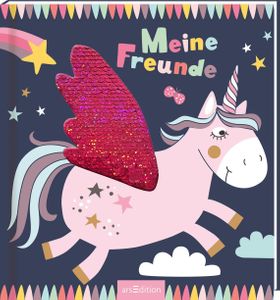 Meine Freunde – Einhorn (mit Wendepailletten) Eintragbuch mit Wendepailletten-Patch auf dem Cover...