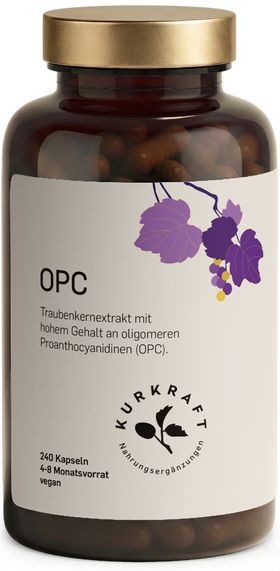 Kurkraft© OPC Traubenkernextrakt – 522,5 mg OPC pro Kapsel (UV) – 240 Kapseln – vegan