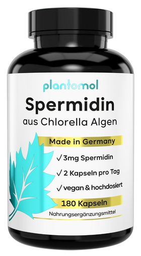 plantomol® Spermidin Kapseln mit 3mg Spermidine pro Tag - Laborgeprüft - aus Chlorella