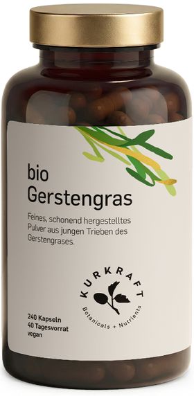 Kurkraft© Bio Gerstengras 500 mg – 240 Kapseln – 3.000 mg pro Tag – 40 Tage – vegan