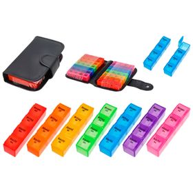 Cepewa Tablettenbox 2-Wochenplaner im schwarzen Premium Tablettenetui