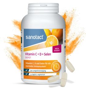 sanotact Vitamin C 1000 + D3 + Selen Depot, Unterstützung des Immunsystems, Langzeit-Depot Wirkung