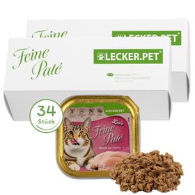 34 x 100 g Lecker.Pet® Leo's Feine Paté Reich an Huhn Katzenfutter Nassfutter Vollnahrung