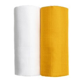 T-TOMI Mulltücher EXCLUSIVE COLLECTION White + Mustard