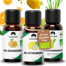 Emma Grün® Zitrus Zauber Ätherische Öle Set mit Orangen-, Zitronen- & Zitronengrasöl