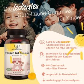 WOWTAMINS Vitamin D3 + K2 Gummies für Kinder