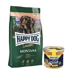 Happy Dog Supreme Montana + Happy Dog Snack Drink mit Hähnchenfleisch