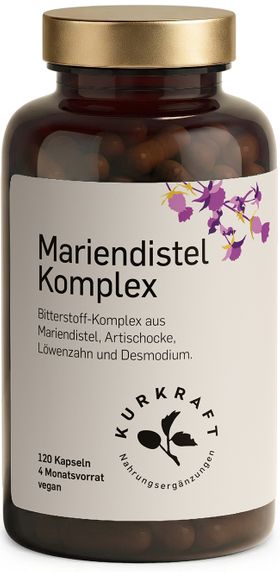Kurkraft Mariendistel Komplex – Artischocke, Löwenzahn & Desmodium – 80 % Silymarin – 120 Kapseln