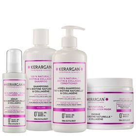 Kerargan - Volumen Set Shampoo, Spülung, Maske & Serum mit Biotin & Kollagen