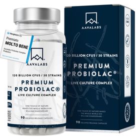 Aavalabs Premium Probiolac – 30 Bakterienstämme, 120 Mrd. KBE – Mit Zink & Inulin