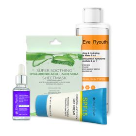 Dr. Eve_Ryouth Dreifach Wirkstoff Peptid Serum + Aloe Vera Maske + Tagescreme + Mizellenwasser