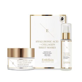 ErthSkin London Tagescreme mit Hyaluronsäure + Serum mit Hyaluronsäure und Kollagen + Maske set