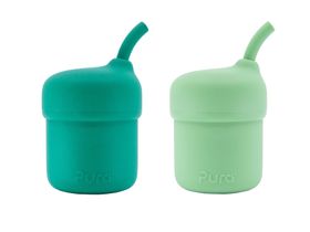 Pura my-my Silikon Strohhalmbecher 150ml Mint & Moss Set
