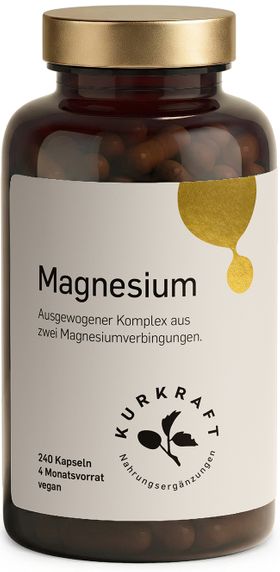 Kurkraft© Magnesium Komplex – Citrat + Oxid – 360 mg – 240 Kapseln – 4 Monate