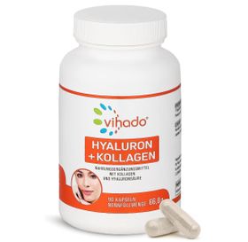 Vihado Hyaluronsäure Kapseln hochdosiert – Hyaluron + Kollagen-Hydrolysat