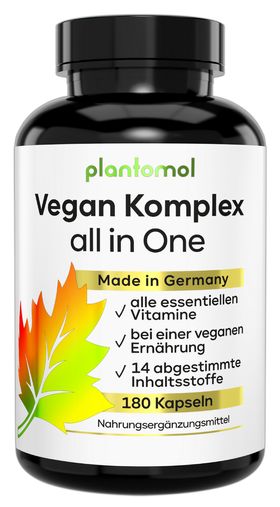plantomol® Vegan All In One - 6 Monatsvorrat mit Spurenelementen Vitaminen A bis Z & Mineralstoffen