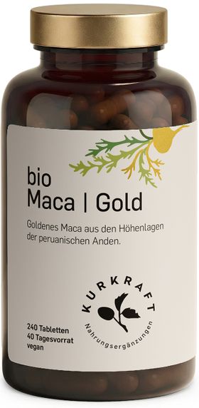 Kurkraft© Bio Maca Gold – 3000 mg Maca-Wurzelpulver – 240 Tabletten – 40 Tage