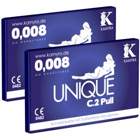 Kamyra *Unique C.2 Pull* Doppelpack - Kondomkarten mit latexfreien Kondomen