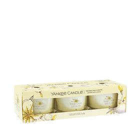 Twinkling Light glass votive candle set with 3 x