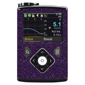 Diasticker® Minimed Sticker inkl. Clip (600/700er-Serie) "Lila Glitzer"