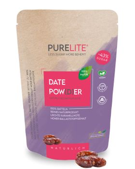 PURELITE Premium Dattelzucker - 100 % Dattelpulver, vegan, ballaststoffreich 450g